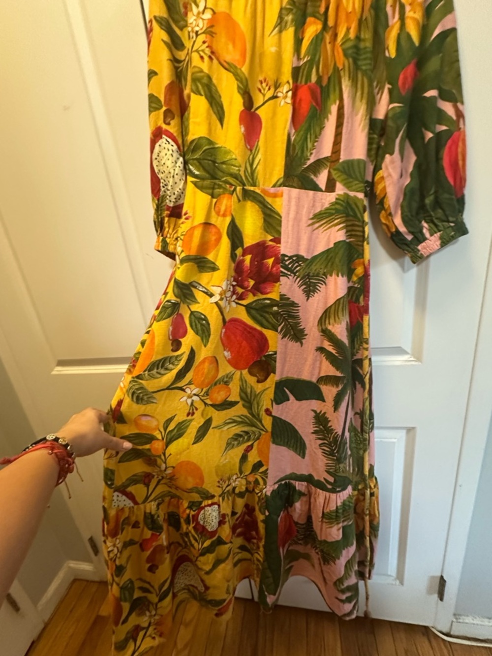 Farm Rio Mixed Prints Linen Blend Wrap Midi Dress – Multi (Size M) - Picture 10 of 10